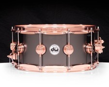 DW Collector's 6.5x14 Satin Black over Brass Snare - Copper Hardware picture