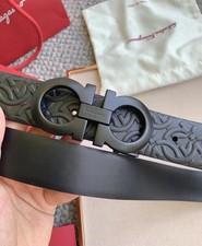 Ferragamo Men's Black Leather Belt SZ 80-85-90-95-100-105-110 picture
