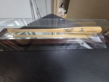 3 Cases Real Glass Baseball Bat Display Cases - Vintage Cherry Wood Base picture
