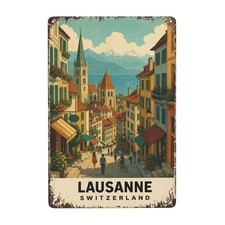Lausanne Switzerland with Scenic Cityscape View Metal Metal Sign picture