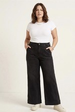 Anthropologie  Maeve ColetteWomen's Black Denim Wide-Leg Pants 32