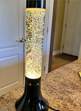 vintage Y2K-era Oozy Glo iridescent glitter motion lamp w/ black stand picture