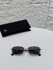 Chanel 4295 Sunglasses Silver Black Dark Gray Rectangular Frame 58-17-140 NWB picture