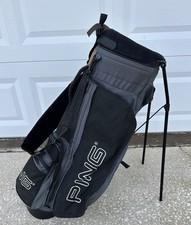 Vintage Ping Hoofer Black Golf Stand Bag 4-Way Divider Dual Strap picture