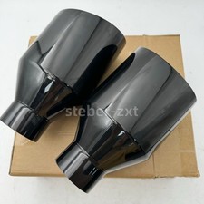 Pair Dodge RT SRT RAM 5″ Big Black Exhaust Tip 2.5″ Inlet Angle Cut Double Wall picture