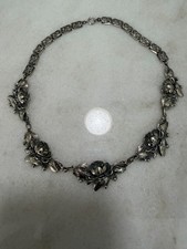 Danecraft Vintage Solid Sterling Silver Rose Necklace Rare Design 1 Ounce 26 G picture