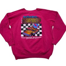 Vintage 1987 Dirt Track World Championship Sweatshirt XL Pennsboro Speedway Pink picture
