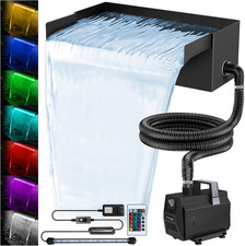 All-In-1 Pond Waterfall Kit with LED Lights, 8 Inch Stainless Steel Spillway wit picture