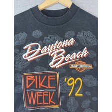 Vintage Harley Davidson 3D Emblem T-Shirt Mens L Black Delta Bike Week picture