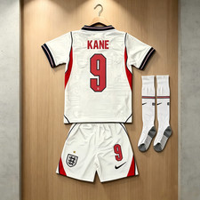England Kids Home Football Kit Set Shirt Shorts Socks Kane #9 Bellingham #10 picture