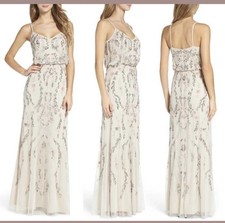 NWT Adrianna Papell Beaded Blouson Full Length Dress Size 4 Holiday Party Bridal picture