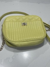 bebe Hazel Multi-Quilt Crossbody Purse in a pastel Butter/Yellow  Chain Strap  picture