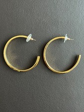 NEW Marc by Marc Jacobs Gold Tangerine Orange Enamel Logo Hoop Earrings Chunky picture
