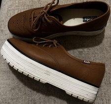 EUC Keds Women's Broguing Platform Lug Leather Casual Shoe Size 7.5 Cognac Brown picture
