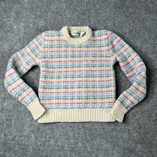 Vtg LL Bean Wool Sweater Youth 36 Geometric Chunky Knot Pull Over picture