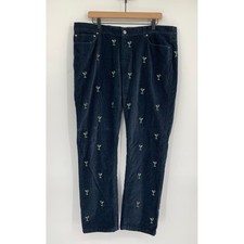 J McLaughlin Corduroy Pants Mens 38 Navy Martini Embroidered Holiday Velvet picture
