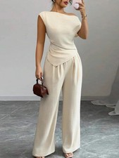 Elegant 2-Piece Set Asymmetric Top Wide Leg Pants Casual Vacation picture