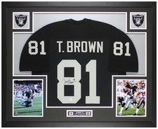 Tim Brown Autographed and Framed Black Raiders Jersey Auto Beckett COA picture