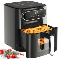 Patbrela 6QT Air Fryer, 1400W, Stainless Steel, Black, LED Smart Color Screen, 6 picture
