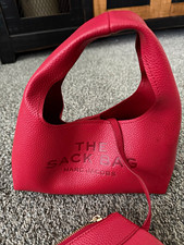 Marc Jacobs Red Small Top Handle Bag w/ Pouch, Detachable Strap, Gold Hardware picture