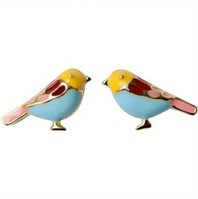 Tiny Cute Multi-Colored Bird Stud Earrings New picture