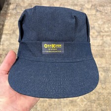 Vintage 1990 Oshkosh Osh Kosh B’Gosh SnapBack Conductor Hat USA Made Denim Adult picture