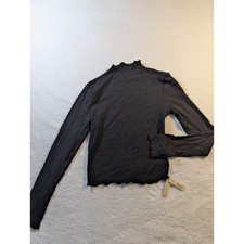OGL Black Mock Neck Long Sleeve Lettuce Edge Top Size L New With Tags picture