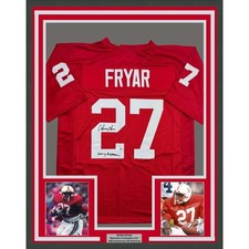 Framed Autographed/Signed Irving Fryar 35x39 Nebraska Red Jersey BAS COA picture