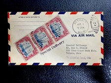 Vintage 1929 Air Mail Special Delivery Cover Detroit to Toledo 5c Beacon Stamps picture