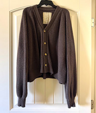 Basketcase Gallery Brown Hench Knit Cardigan Size M picture