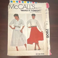 McCall's 7906 Vintage 1980s Sewing Pattern Misses Flared Skirt Sz 8-16 CUT picture