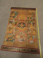 ANTQ 19 Century Chinese Tibetan Buddhist Thangka Hand Painted Scroll on Bamboo picture