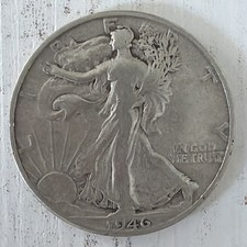 1946-D Walking Liberty Half Dollar VF 90% Silver KM# 142 circulated U.S coin 50c picture