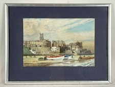 1965 Signed E.G.Vickers Pastel Cromer Beach Norfolk Boats Church Framed picture