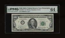 DBR 1963-A $100 FRN Philadelphia STAR Fr. 2163-C* PMG 64 Serial C00084371* picture