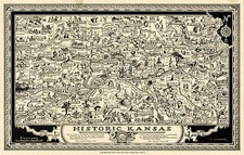 Early Historic Kansas Map Wall Art Poster Print Decor Vintage Historic Genealogy picture