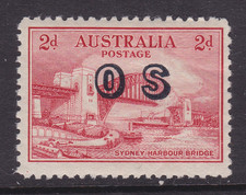 AUSTRALIA 1932 2d Red SYDNEY HARBOUR  OVERPRINTED OS MINT/MUH SG O134 (SH81) picture