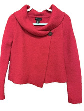Adrienne Vittadini Small Red Wrap Cardigan Sweater with Art Deco Button picture