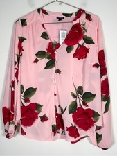 Torrid Women’s NWT Size 0 (Large/12) Georgette Button Front Ruffle Neck Blouse picture