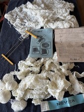EZ-DUZ-IT Crochet Frame Vtg 1940's Patterns and instruction book &work to finish picture