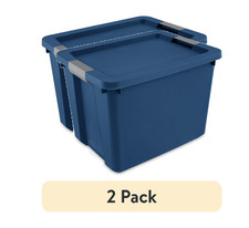 2 x Large Storage Bin, 20 Gallon Plastic Storage Container with Latch Lid, Blue picture