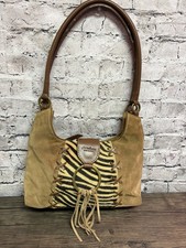A. Valentino Made In Italy Women’s Shoulder Handbag Brown Suede Zebra 8”x12” picture