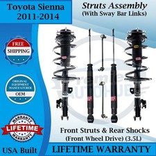 KYB Front Struts W/Sway Bar & Rear Shocks For 2011-2014 Toyota Sienna 2WD 9 Yr W picture