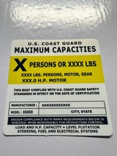 Custom Boat Capacity Plate Decal Sticker | USCG 4x4 Marine Tag 3M picture