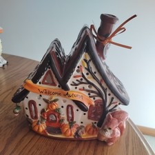 Blue Sky Clayworks 2023 Welcome Autumn Candle House NWT fall tea light leaves  picture