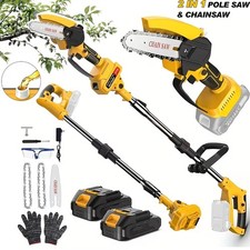 2 in1 Cordless Pole Saw Brushless Mini Chainsaw for Tree Trimming w/ 2 Batteries picture