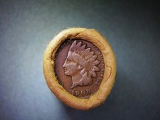 VDB / 1908 ENDS INDIAN HEAD PENNY ROLL LOT FROM INSOLVENT BANK OF MONTANA R-505 picture