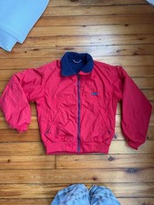Patagonia Vintage Men's Small Red Bomber Jacket Fleece Red Navy MADE IN USA picture