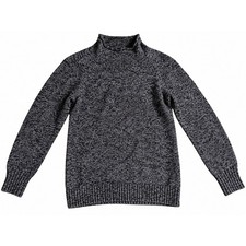 Vintage L.L.Bean Men's M 100% Cotton Marled Mock Neck Sweater Gray Black picture