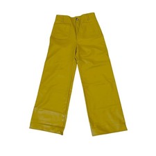 NWOT Maeve Colette 28T Chartreuse Faux Leather Crop Wide Leg Pants Anthropologie picture